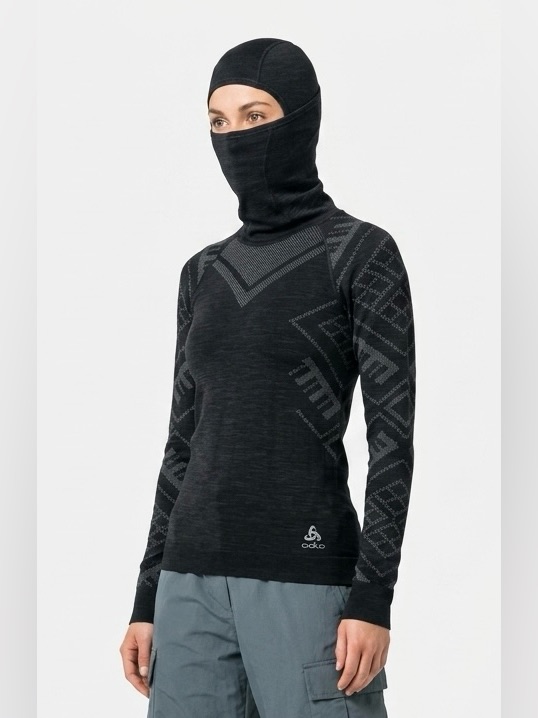 Odlo Kinship Performance Merino Wool Base Layer Face Mask Hoodie S